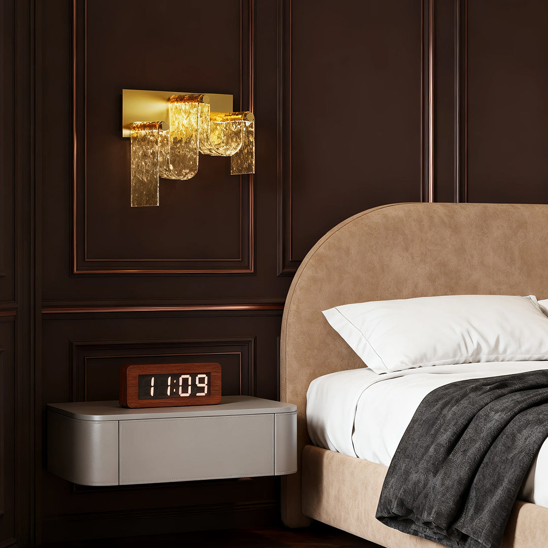 WINTHROP GOLDEN METAL LED WALL SCONCE WITH GLASS ACCENTS