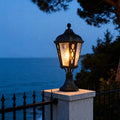 RAVENSHIRE WEATHERED ALUMINUM GARDEN LANTERN WITH GLASS ENCLOSURE