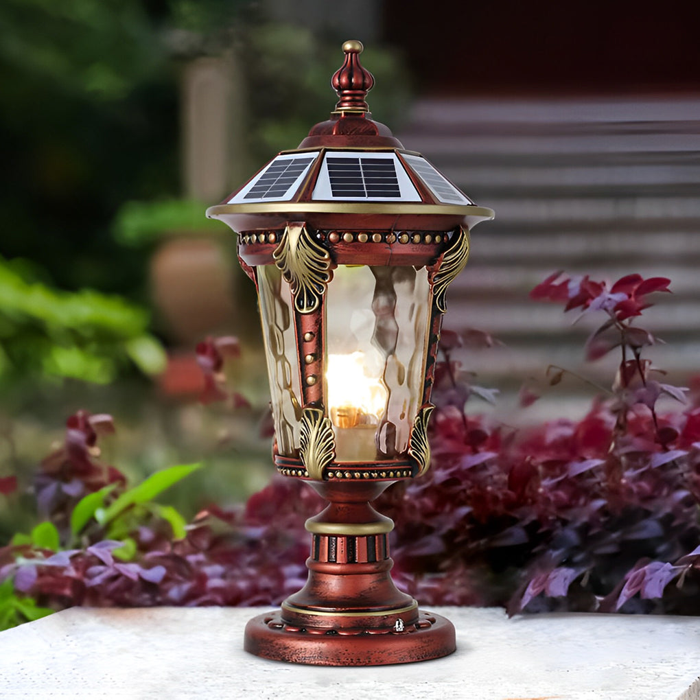 RAVENHURST SOLAR-POWERED STONE PILLAR LANTERN