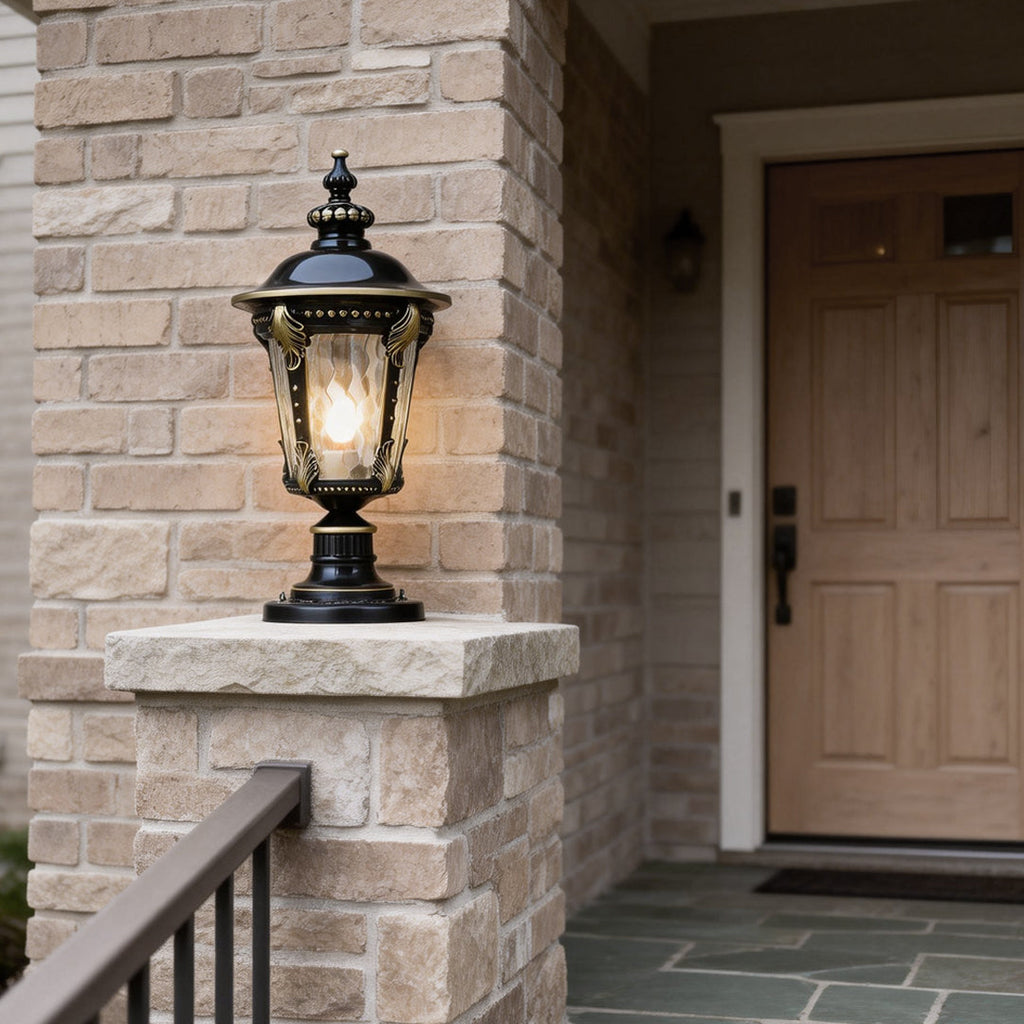 RAVENHURST SOLAR-POWERED STONE PILLAR LANTERN