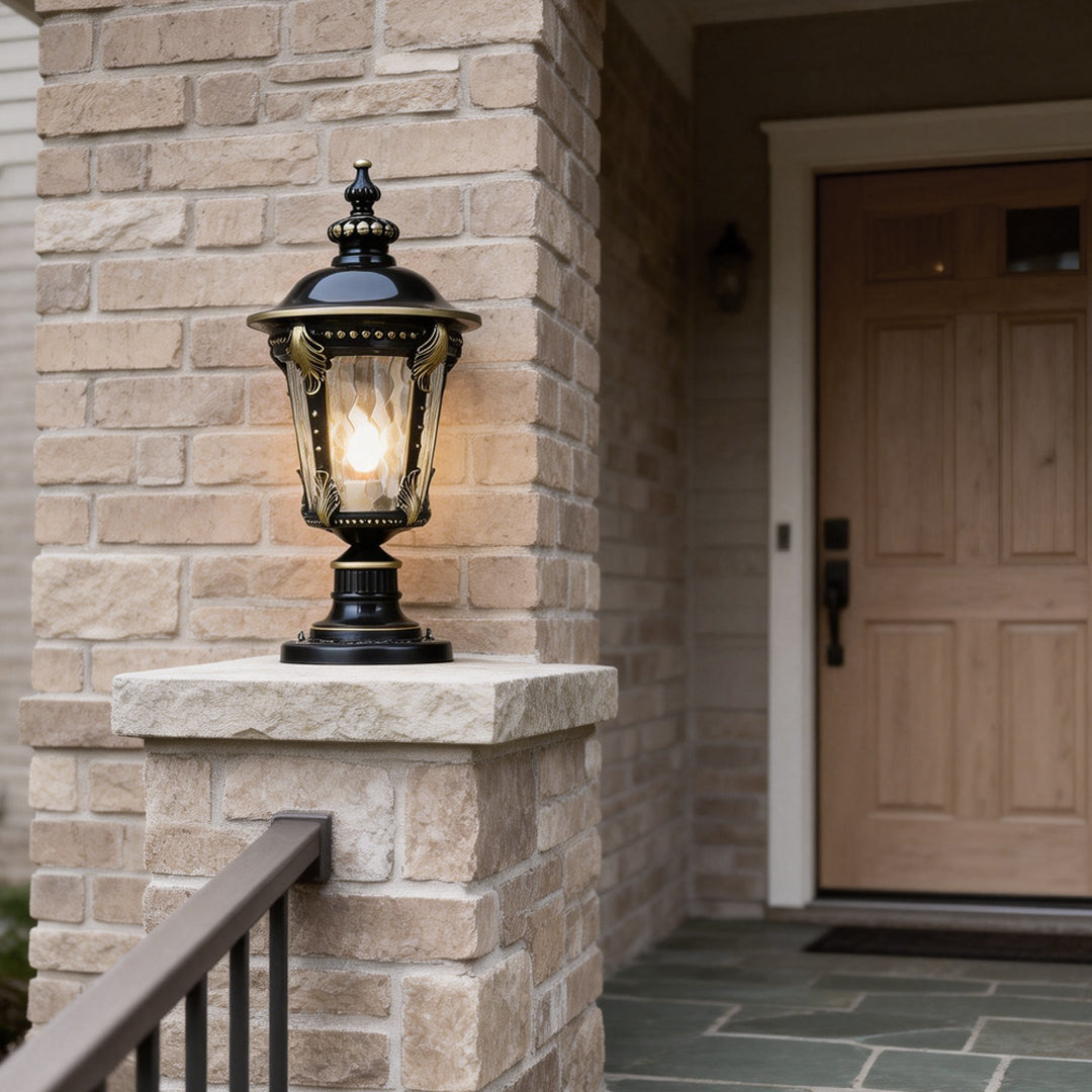 RAVENHURST SOLAR-POWERED STONE PILLAR LANTERN