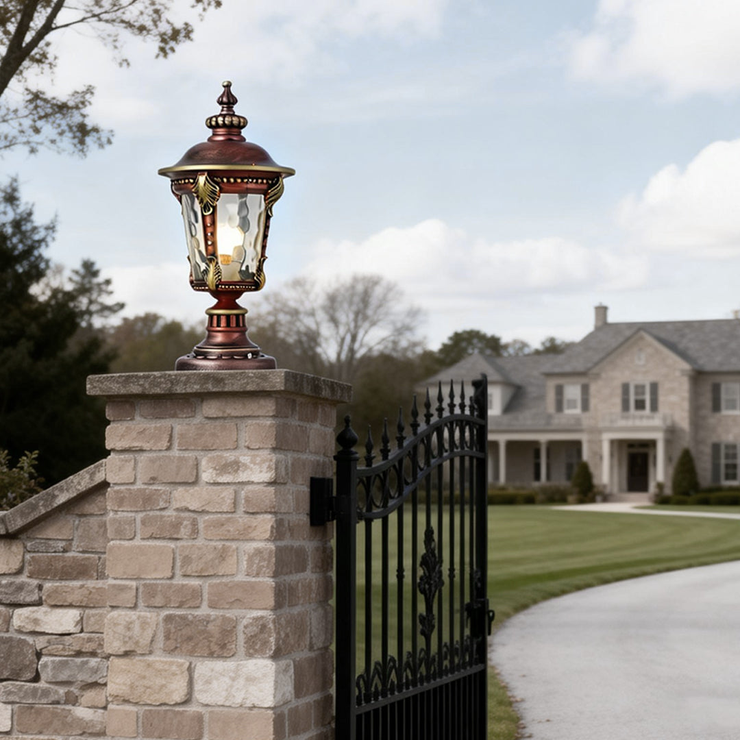 RAVENHURST SOLAR-POWERED STONE PILLAR LANTERN
