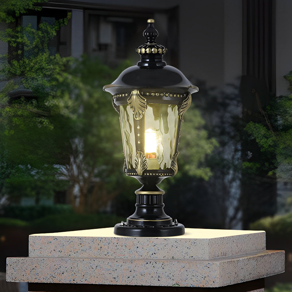 RAVENHURST SOLAR-POWERED STONE PILLAR LANTERN