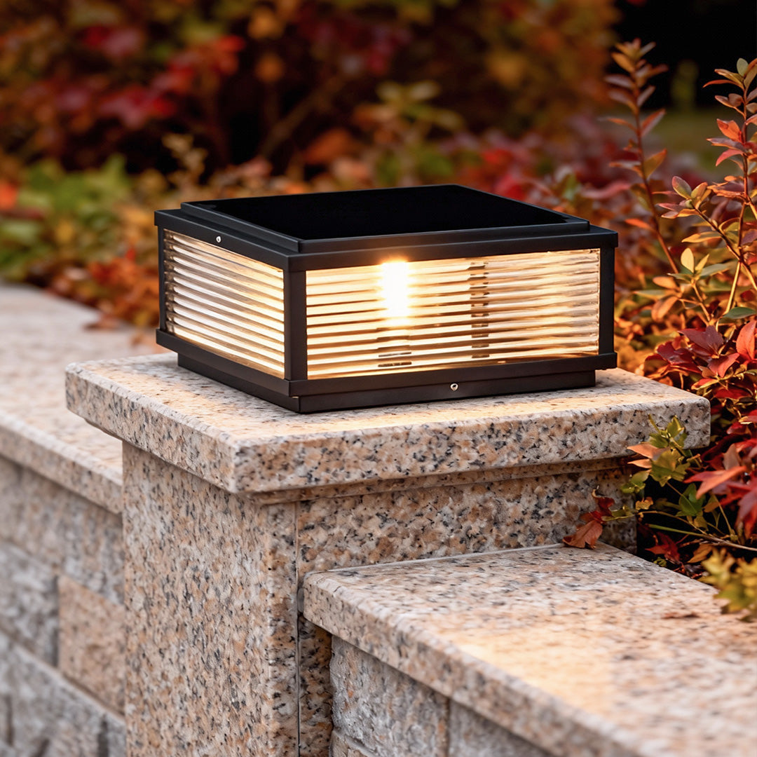 WINTHROP SQUARE RIBBED GLASS OUTDOOR COLUMN LANTERN