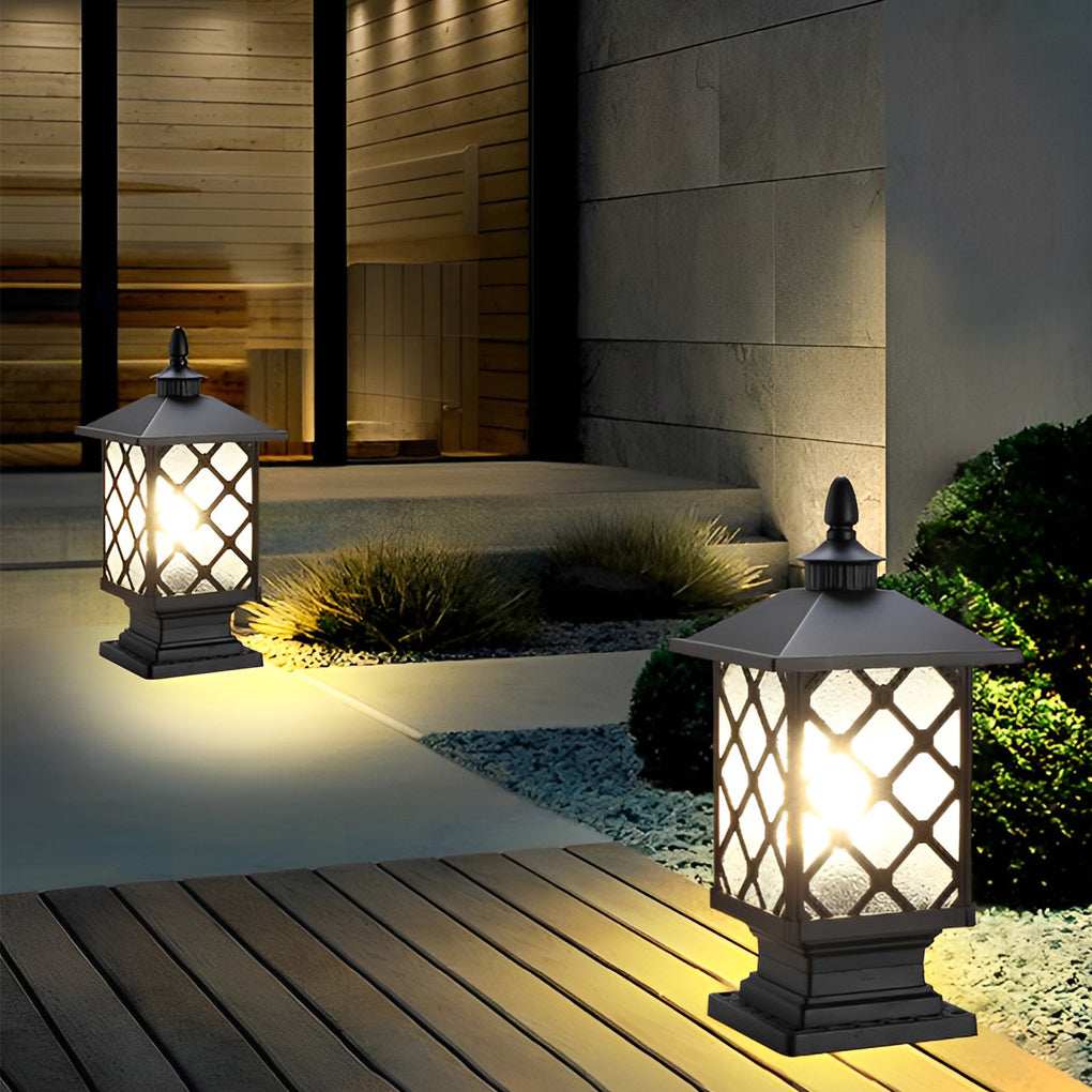 WINCHESTER VINTAGE IRON POST LANTERN - WATER-RESISTANT OUTDOOR ILLUMINATION