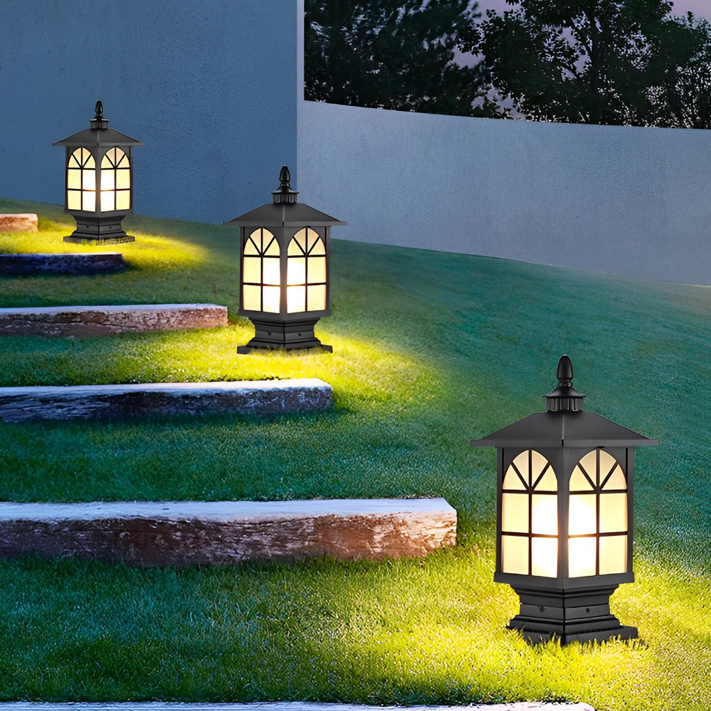 WINCHESTER VINTAGE IRON POST LANTERN - WATER-RESISTANT OUTDOOR ILLUMINATION