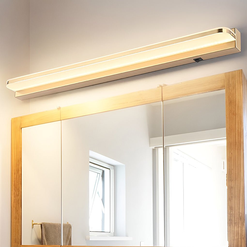 WHITECREST LED BATHROOM WALL LIGHT WITH MOUNTED PANEL AND POLISHED IRON ACCENTS