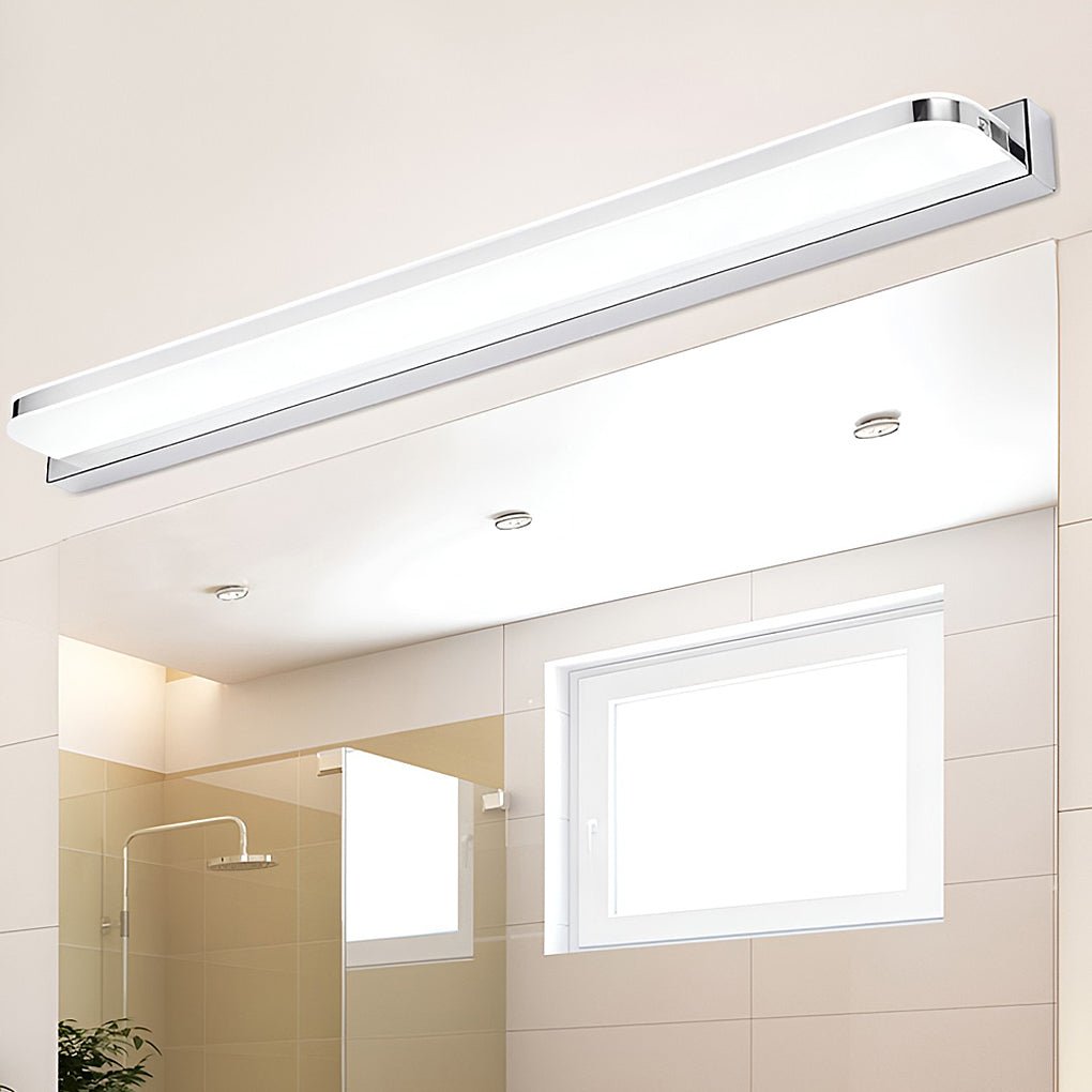 WHITECREST LED BATHROOM WALL LIGHT WITH MOUNTED PANEL AND POLISHED IRON ACCENTS