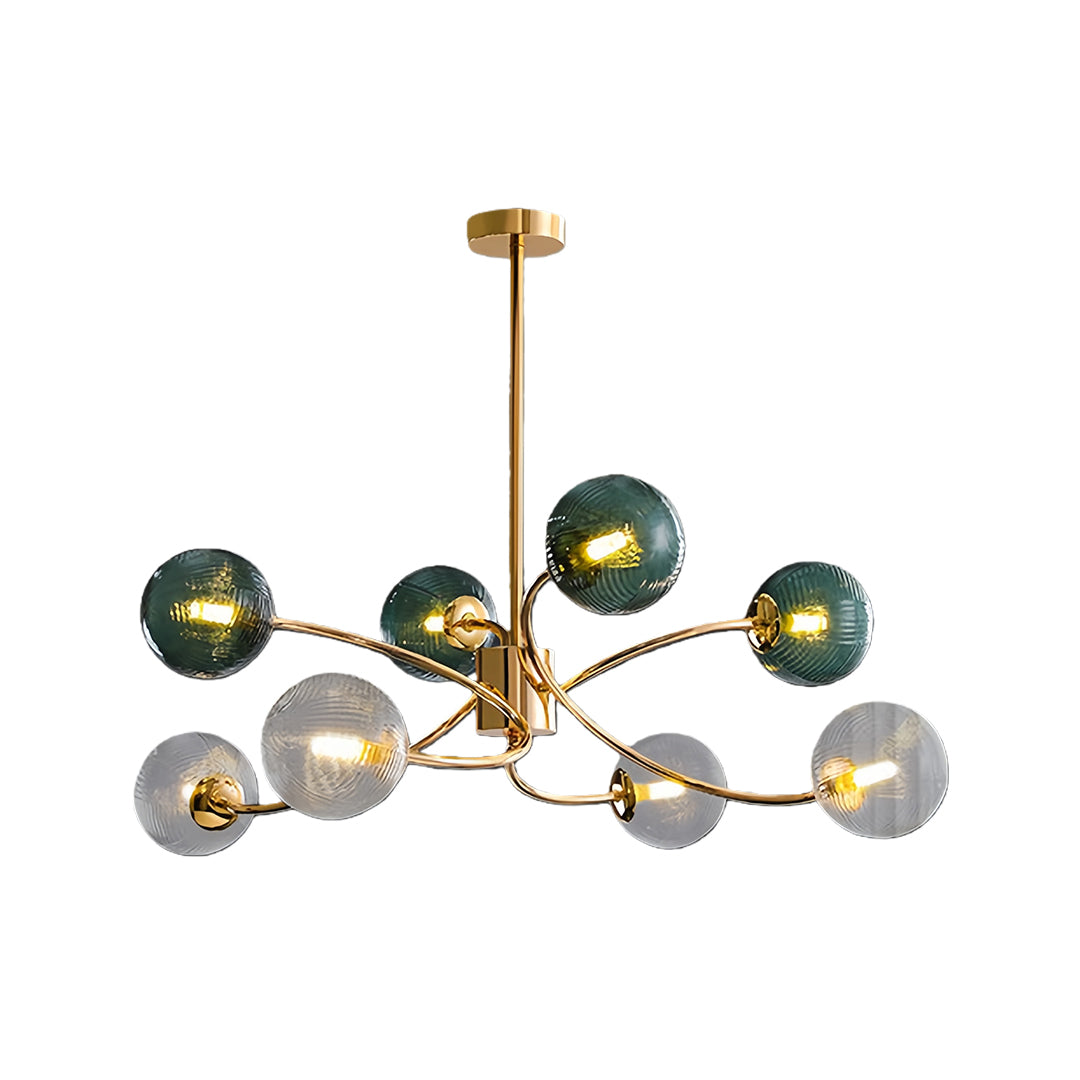 WINTHORPE SIX-BULB GLASS CEILING LANTERN WITH GOLD ACCENTS