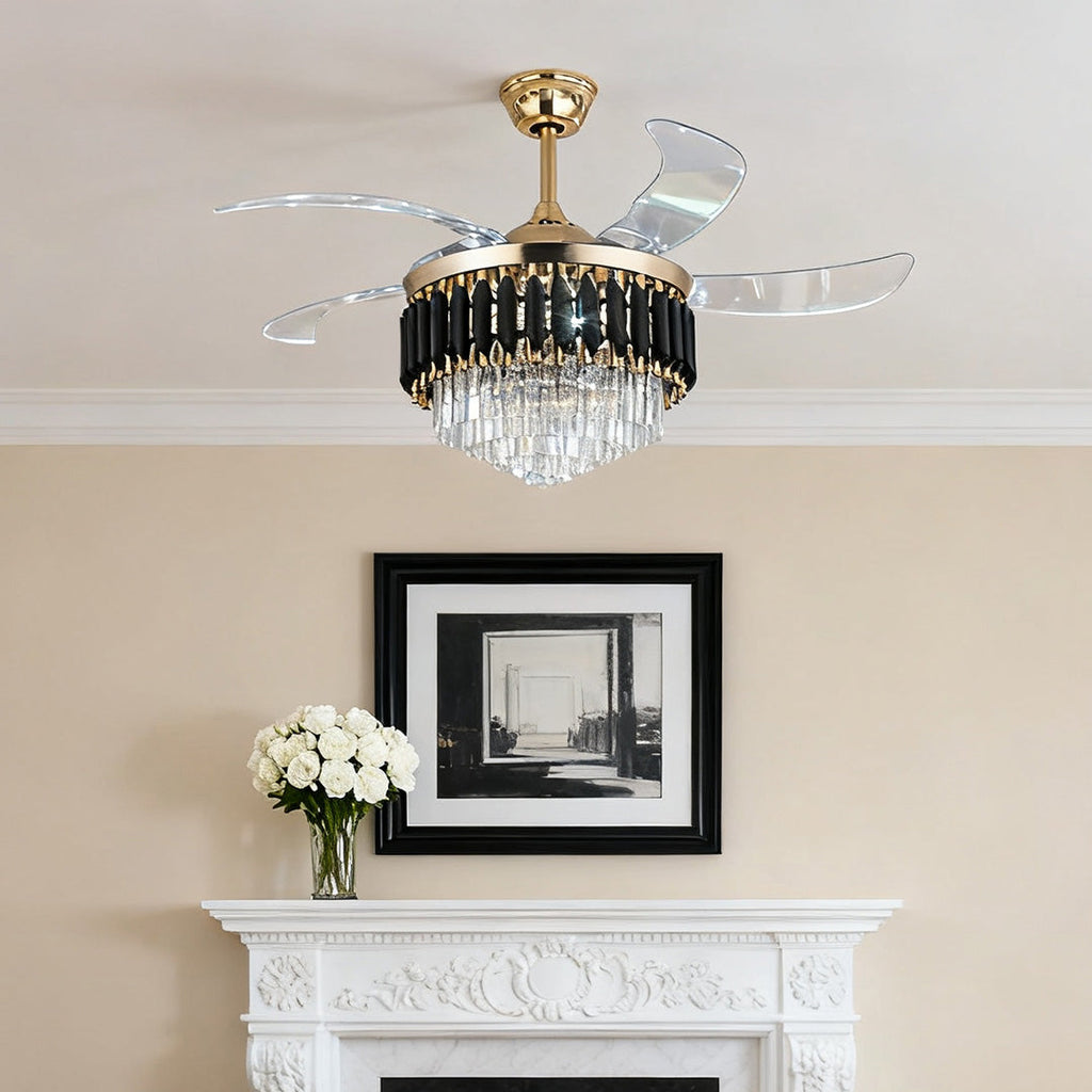RAVENHURST LUXURY CEILING FAN WITH ILLUMINATION AND TRANSLUCENT BLADES"  
2. "DARTMOOR BLACK CEILING FAN WITH LIGHT AND TRANSPARENT PC BLADES"  
3. "WINSLEIGH TRANSPARENT BLADE CEILING FAN WITH INTEGRATED LIGHTING"  
4. "ASHFORD BLACK CEILING FAN WITH ILL