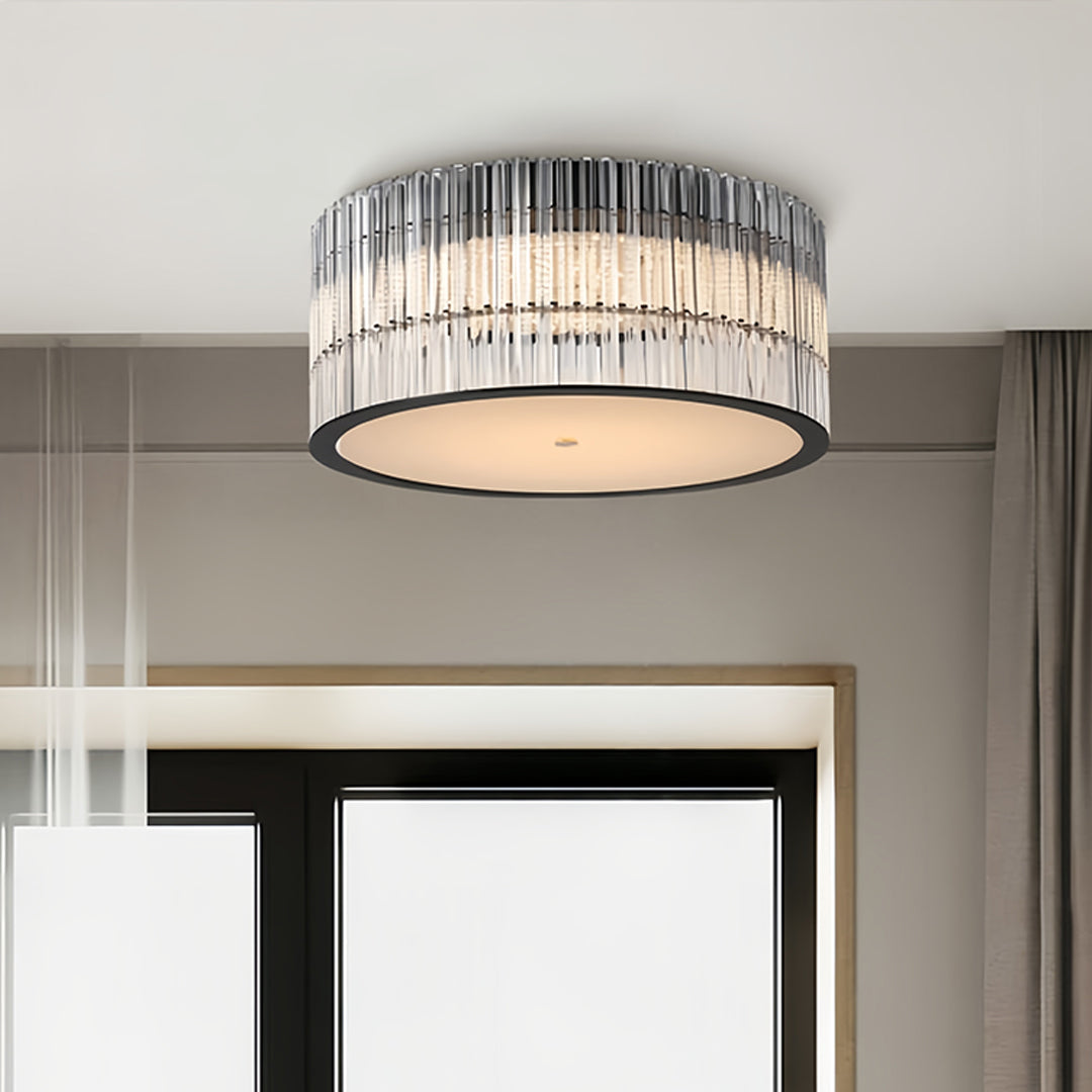 WINDSOR CRYSTAL FLUSH MOUNT LIGHTING, MODERN GLASS DESIGN