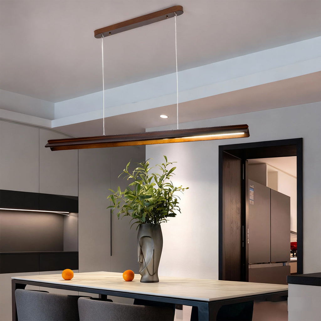 WINTHROP WOODEN SLIMLINE PENDANT WITH WHITE PVC SHADE