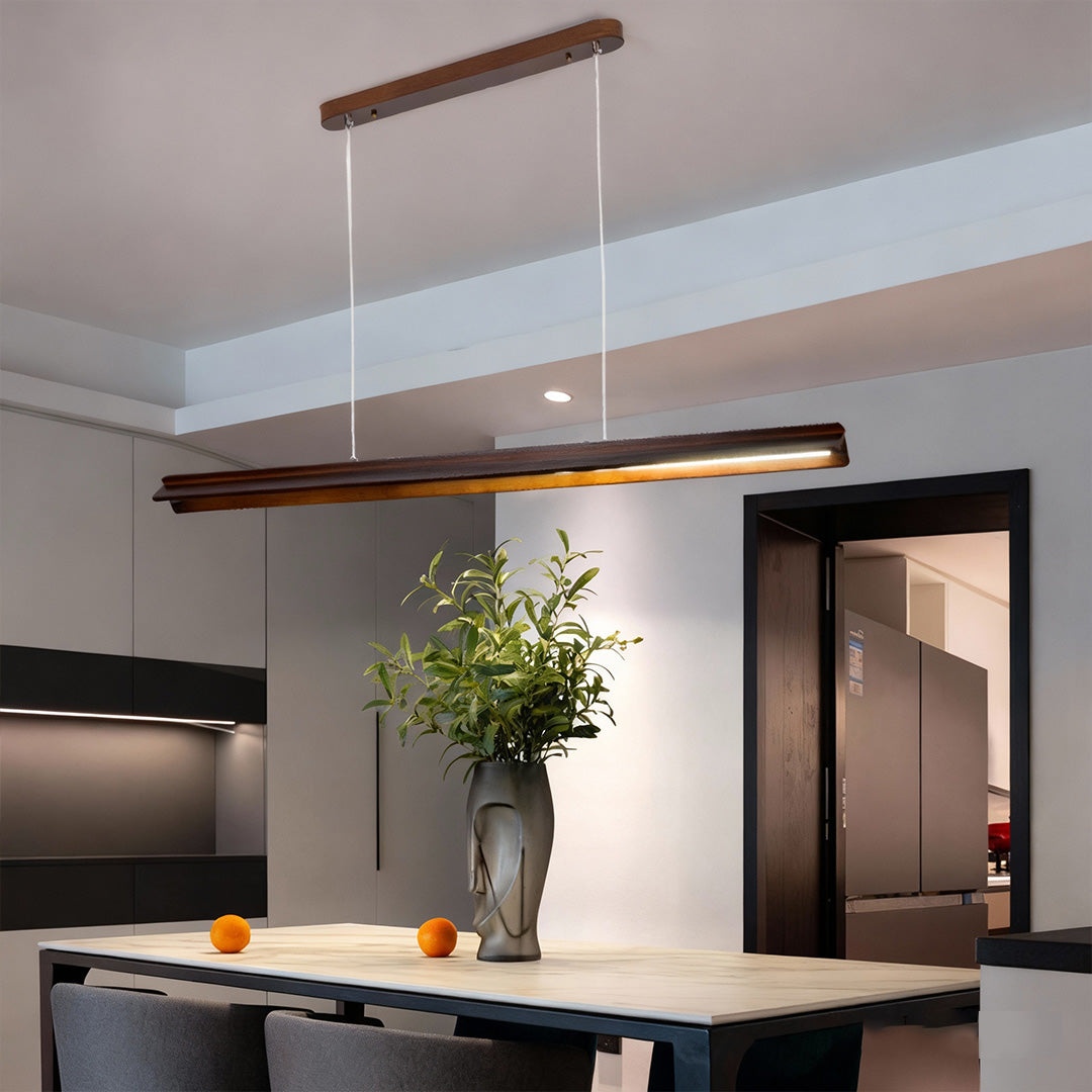 WINTHROP WOODEN SLIMLINE PENDANT WITH WHITE PVC SHADE