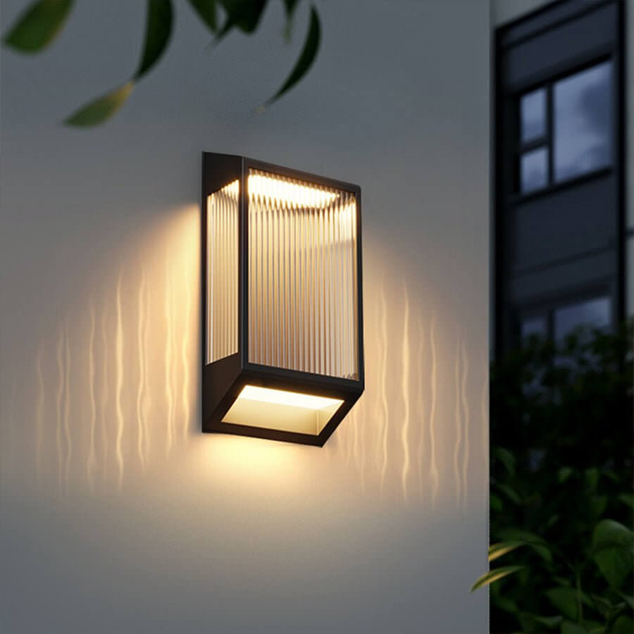 WINTHORPE MODERN AQUA ACRYLIC LED WALL SCONCE WITH RIPPED DESIGN