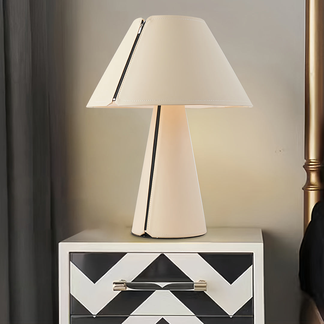 WINDSOR WHITE PLEATED TABLE LAMP, MODERN BEDSIDER WITH CHIC SHADE