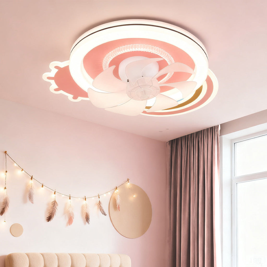 CHARLOTTESVILLE PINK AND WHITE LED CEILING FAN WITH DIMMABLE LIGHTING