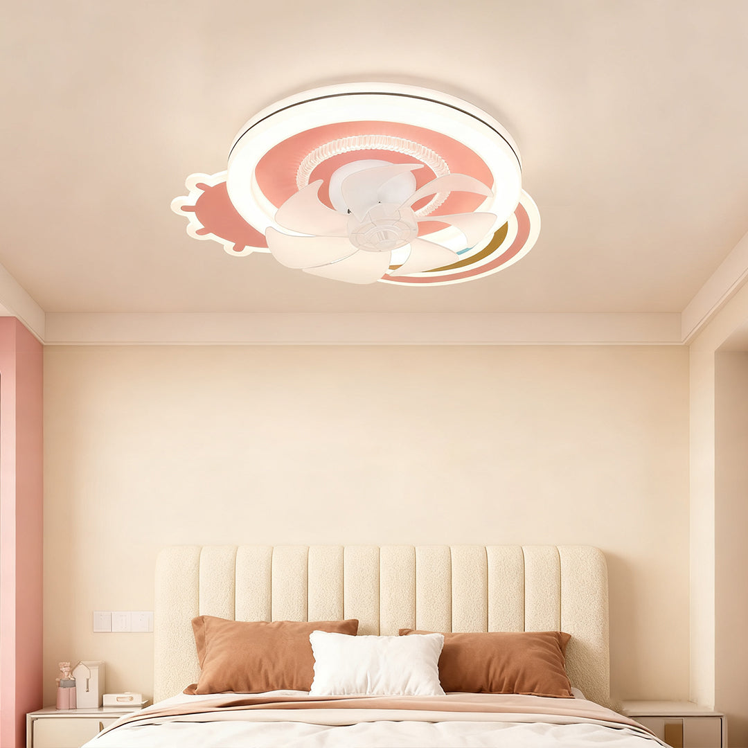 CHARLOTTESVILLE PINK AND WHITE LED CEILING FAN WITH DIMMABLE LIGHTING