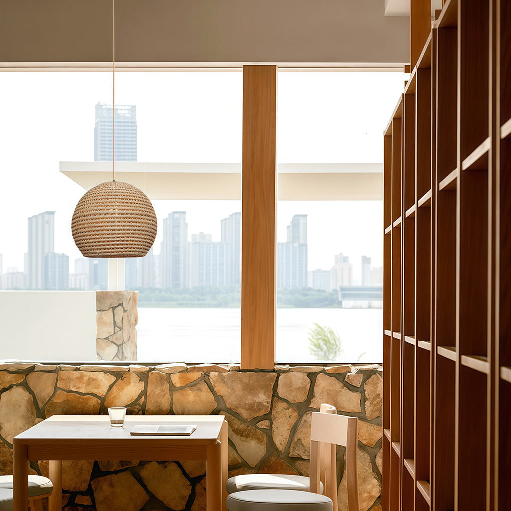 SHIMMERING KAZUKO RAFFIA CEILING LANTERN