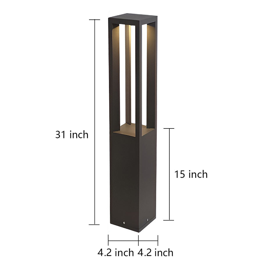 WINDSOR BLACK ALUMINUM 7W LANDSCAPE BOLLARD LIGHTS WITH FOUR-BEAM ILLUMINATION