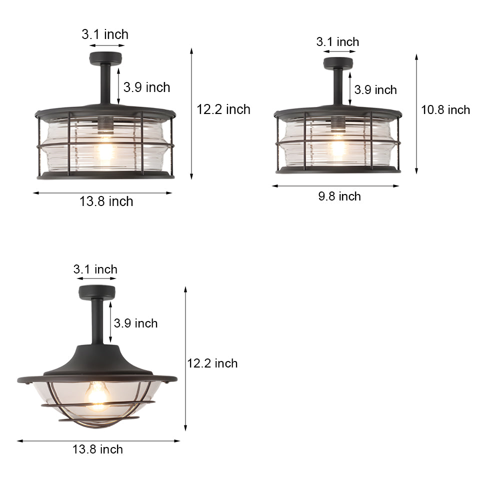 WHITBY COASTAL IRON FLUSH CEILING LANTERN