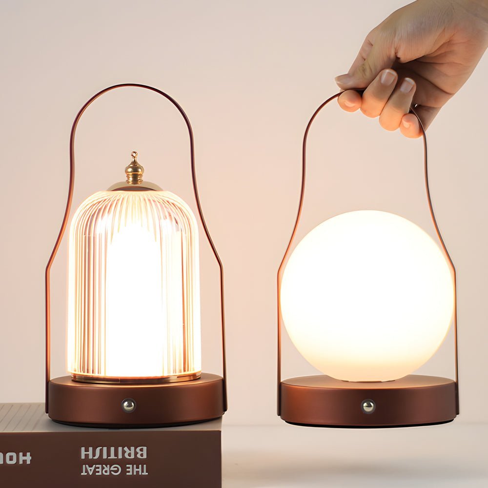 WINDSOR GLOW RECHARGEABLE BRASS CORDLESS LANTERN TABLE LIGHT