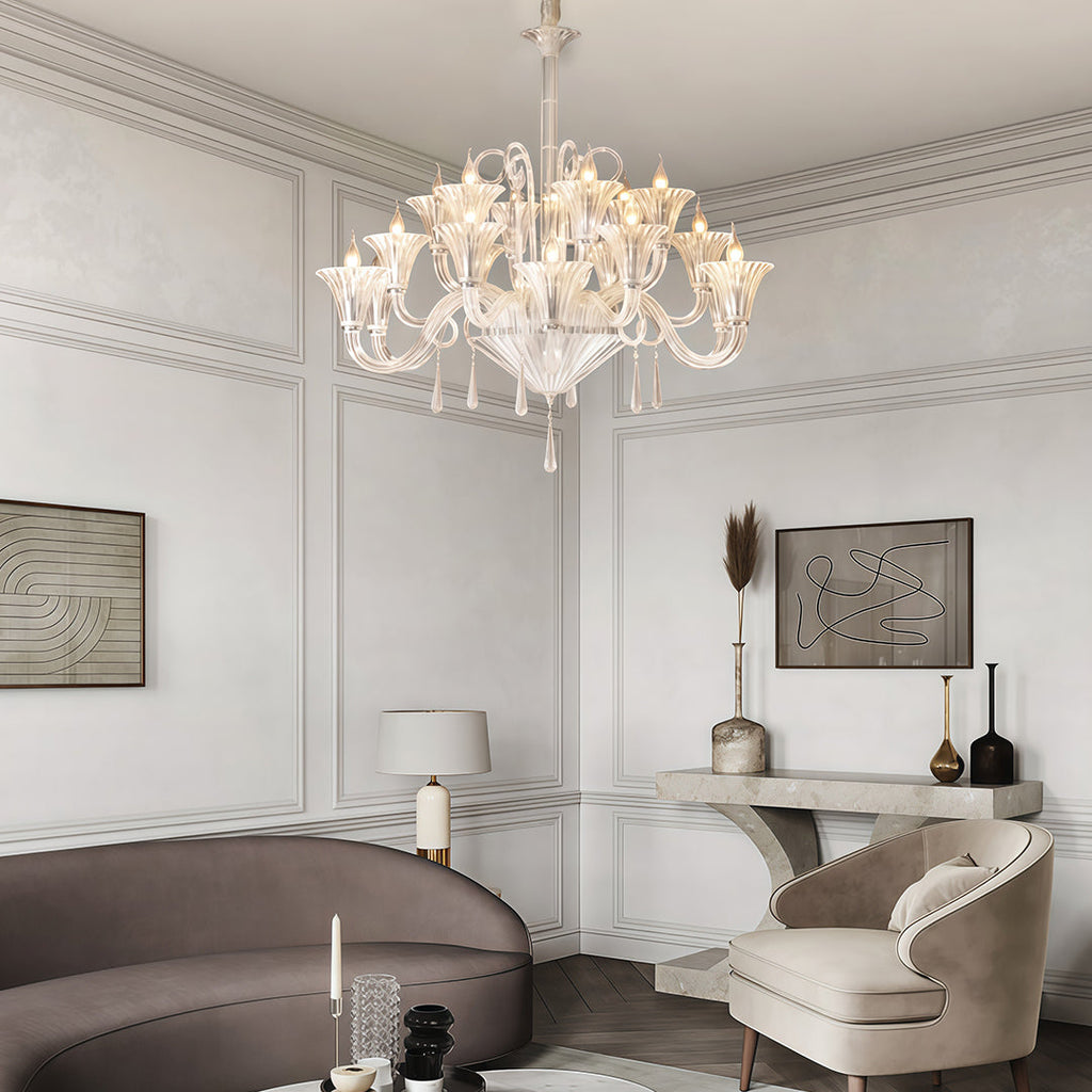 1. **LAVENDULA CRYSTAL SPIRAL CHANDELIER** - A stunning cascade of hand-blown glass in soft lavender hues, designed to illuminate spaces with a graceful twist.

2. **WILLOWSHIRE ARTISAN GLASS CEILING LANTERN** - A captivating blend of intricate glasswork
