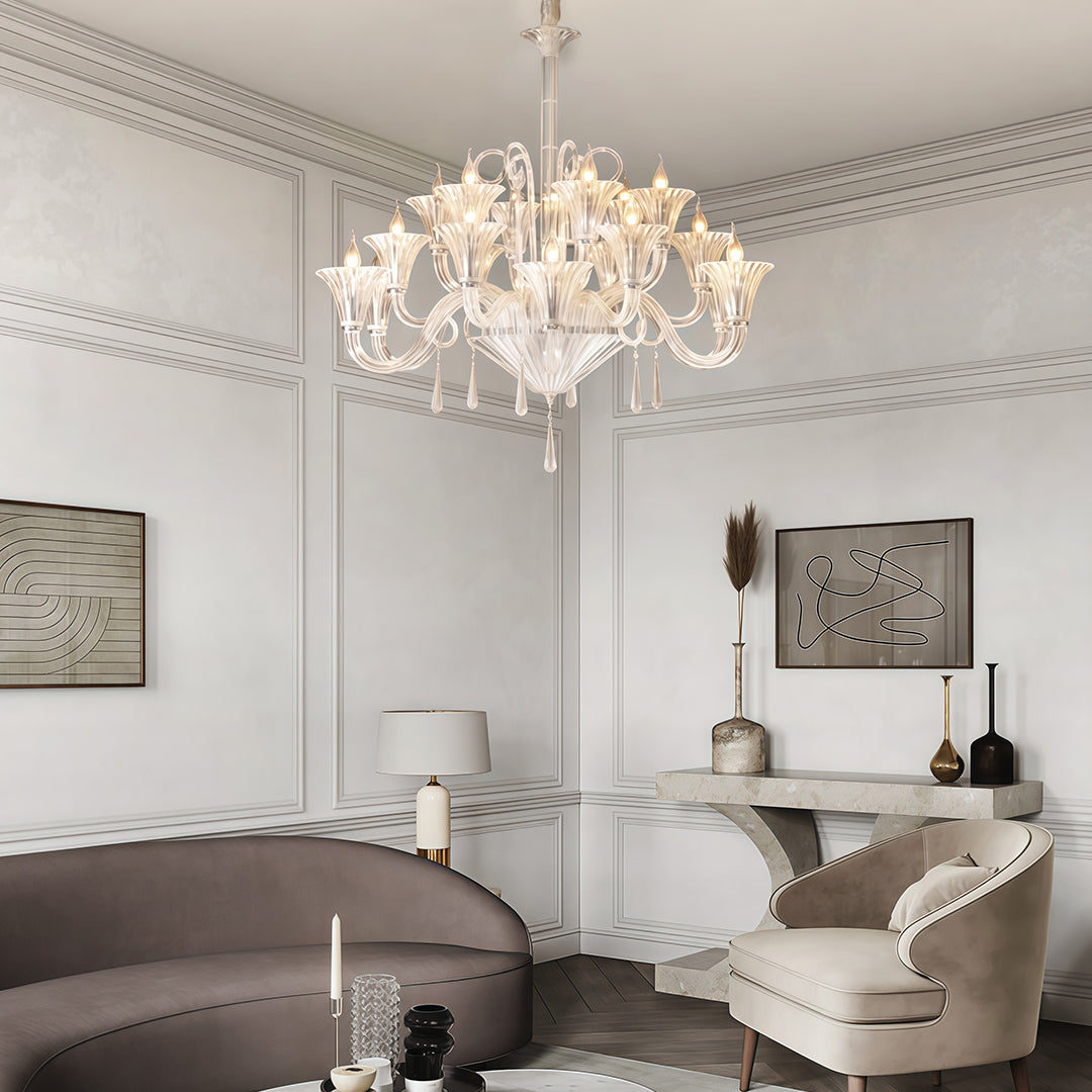 1. **LAVENDULA CRYSTAL SPIRAL CHANDELIER** - A stunning cascade of hand-blown glass in soft lavender hues, designed to illuminate spaces with a graceful twist.

2. **WILLOWSHIRE ARTISAN GLASS CEILING LANTERN** - A captivating blend of intricate glasswork