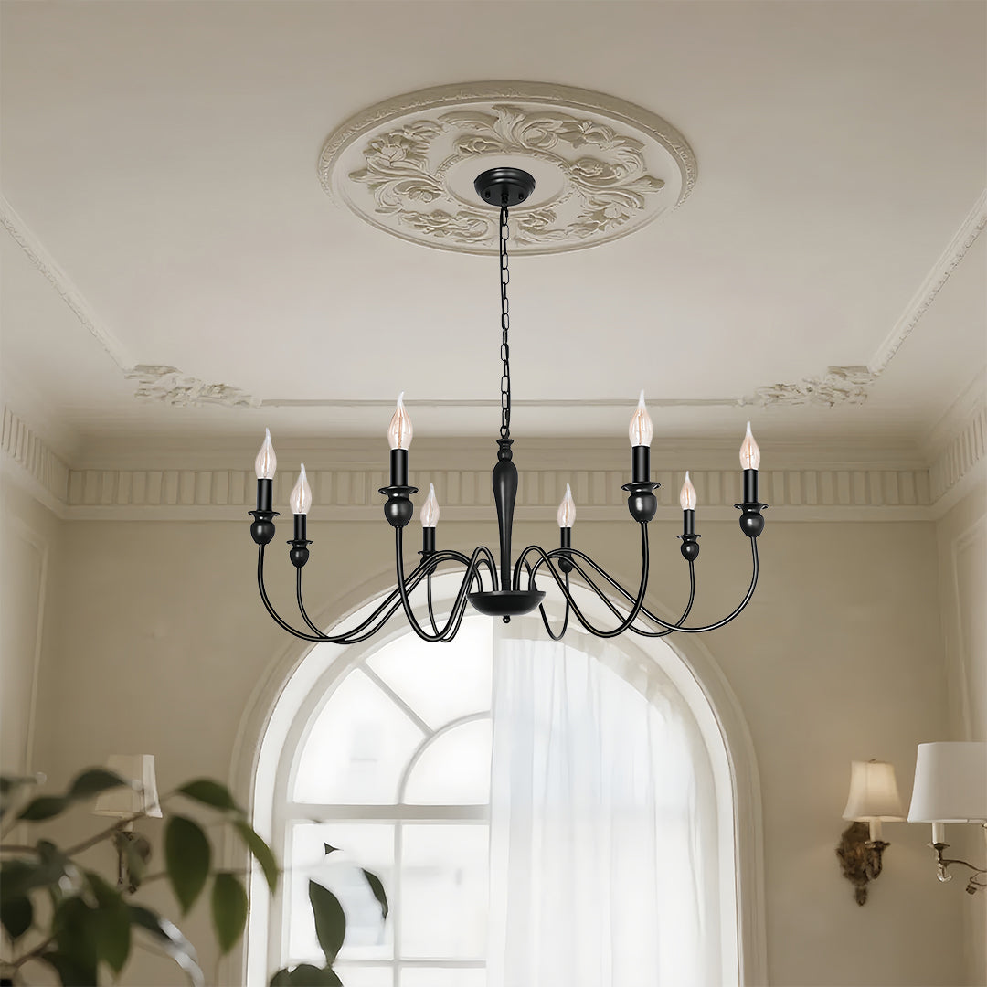 RAVENHURST BLACK CANDLELIGHT CEILING LANTERN WITH CUSTOM CHAIN