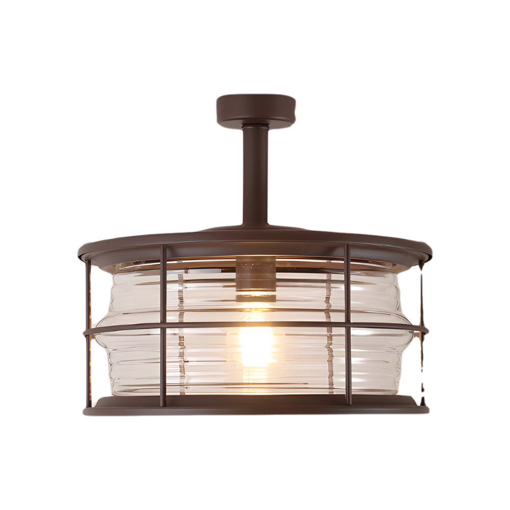 WHITBY COASTAL IRON FLUSH CEILING LANTERN