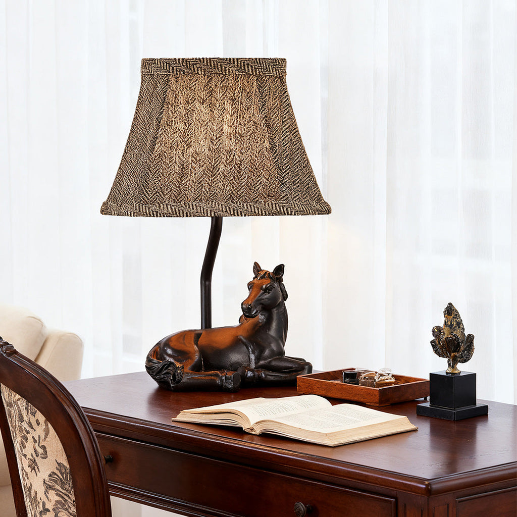 WINTHORPE EQUESTRIAN RESIN TABLE LANTERN WITH TEXTILE SHADE