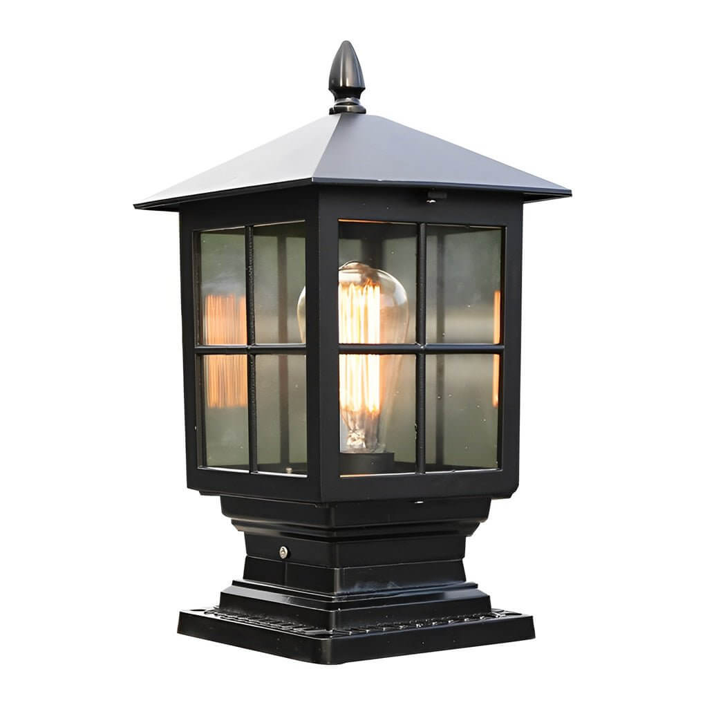 CHARLESTON SQUARE SOLAR PILLAR LANTERN WITH WATERPROOF DESIGN