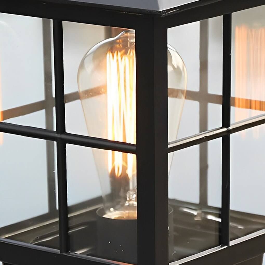CHARLESTON SQUARE SOLAR PILLAR LANTERN WITH WATERPROOF DESIGN