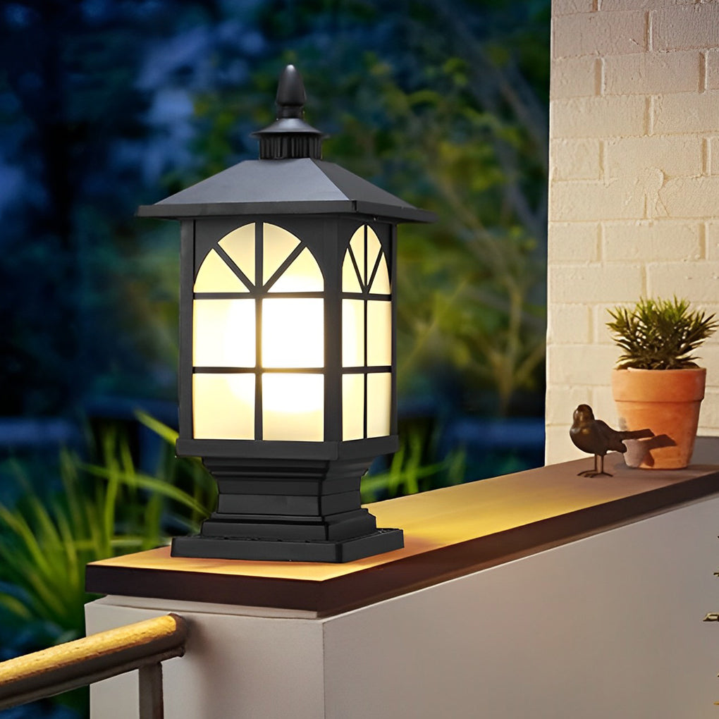 WINCHESTER VINTAGE IRON POST LANTERN - WATER-RESISTANT OUTDOOR ILLUMINATION