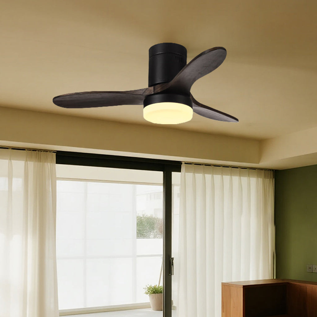 THORNBURY OAK TRIO CEILING FAN WITH LED ILLUMINATION AND REMOTE CONTROL
