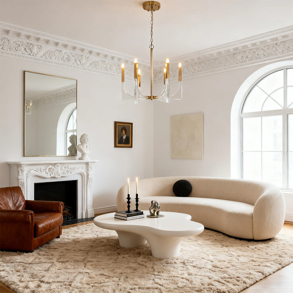 WINDSOR ACRYLIC DOME CHANDELIER, MODERN MINIMALIST CEILING ILLUMINATION
