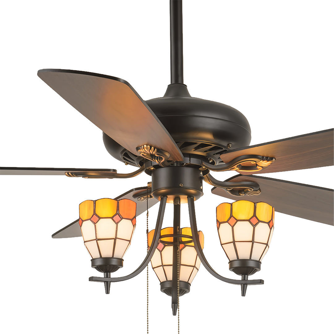 1. **WILLOUGHBY WOODEN BLADES CEILING LIGHTING FAN**  
   A charming ceiling fan featuring a rich wood grain finish and integrated lighting for a warm ambiance.

2. **FARNHAM RUSTIC AIRFLOW LAMP FAN**  
   A vintage-inspired fan with a dark wood aesthetic