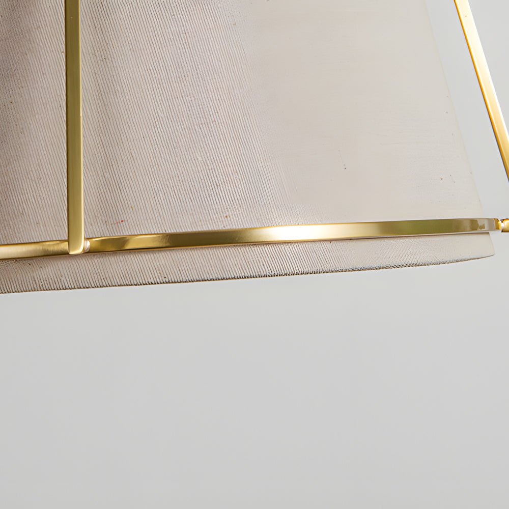 WINTHROP TRAPEZOIDAL GOLD PENDANT WITH WHITE TEXTILE SHADE