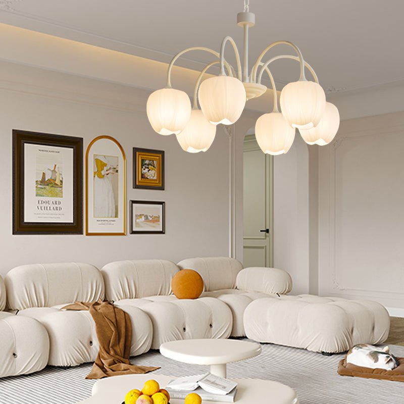 WINDSOR BLOOM THREE-TIER LED CHANDELIER IN MILKY WHITE