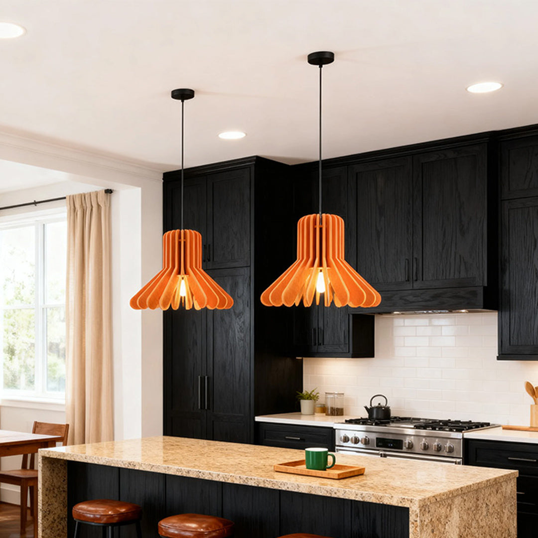 1. **MONTGOMERY FELT-ENCLOSED PENDANT LUMINAIRE**  
   A sophisticated pendant light featuring a sound-absorbing felt exterior and a robust iron frame, perfect for enhancing ambiance in any room.

2. **WINSLOW IRON & FELT HANGING ILLUMINATOR**  
   An inn