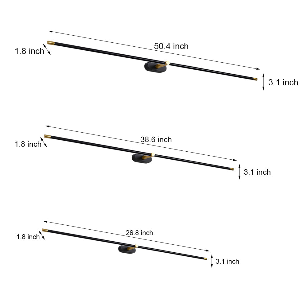 WINSLOW TAPERED LED BATHROOM ILLUMINATOR WITH SOFT GLOW, 26.8''/38.6''/50.4''"  
2. "HARTFIELD SLIMLINE CYLINDRICAL VANITY LAMP WITH INDIRECT RADIANCE, 26.8''/38.6''/50.4''"  
3. "FENWICK NARROW LED BATHROOM LIGHTING FIXTURE WITH SUBTLE ILLUMINATION, 26.8