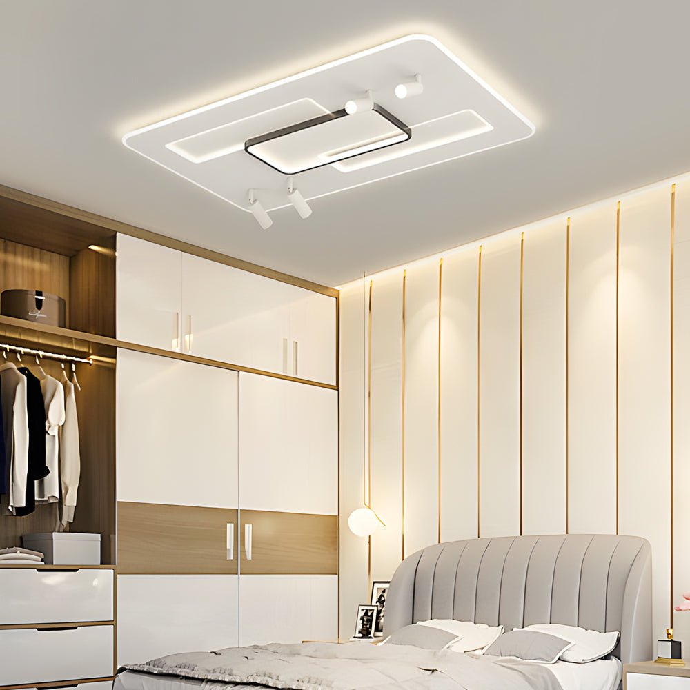 WINTHROP SLIM RECTANGULAR TRIFOLD DIMMER CEILING FIXTURE WITH FOCAL SPOTS