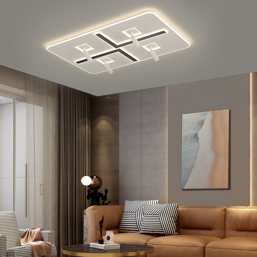 WINTHROP SLIM RECTANGULAR TRIFOLD DIMMER CEILING FIXTURE WITH FOCAL SPOTS