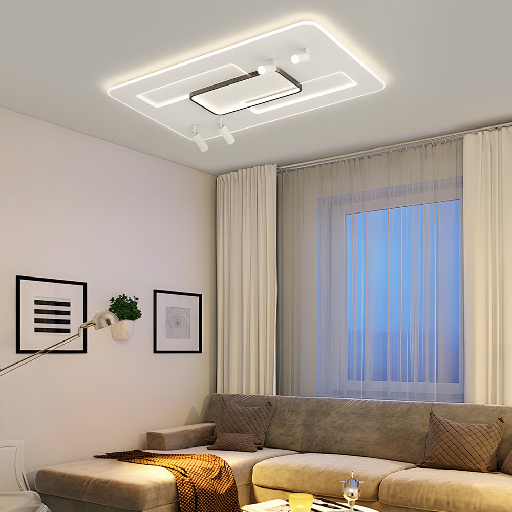 WINTHROP SLIM RECTANGULAR TRIFOLD DIMMER CEILING FIXTURE WITH FOCAL SPOTS