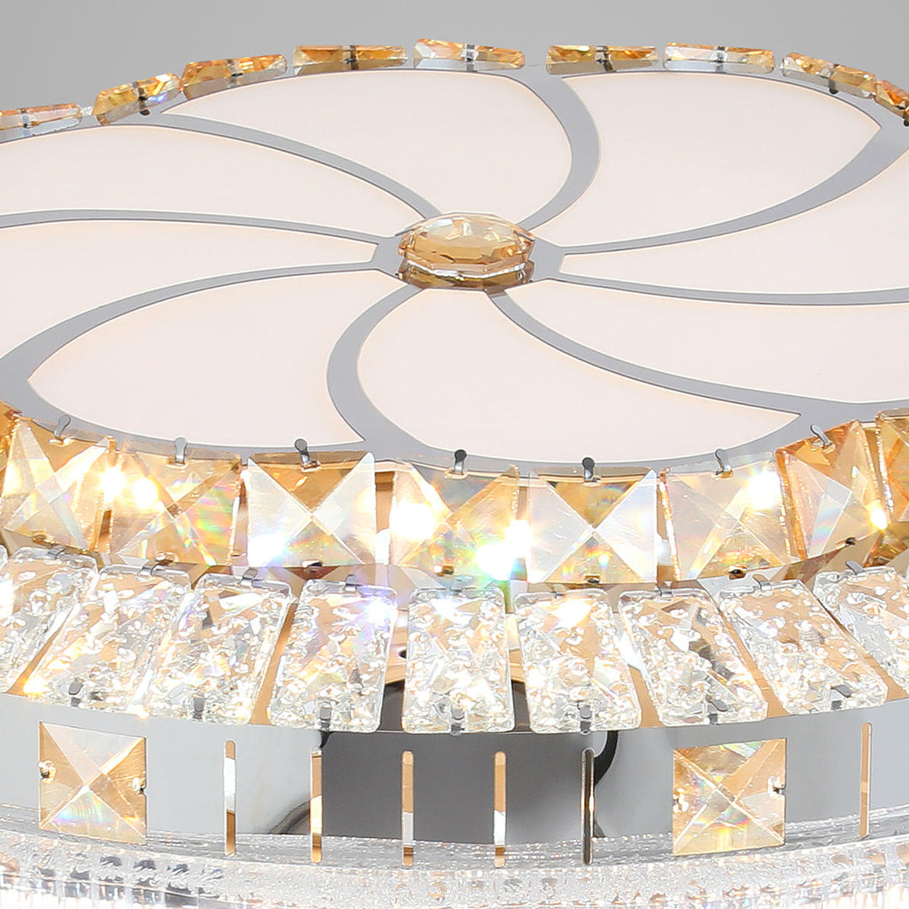 WINDSOR CRYSTAL-ENCRUSTED CEILING FAN WITH INVISIBLE LIGHTING AND FOUR BLADES