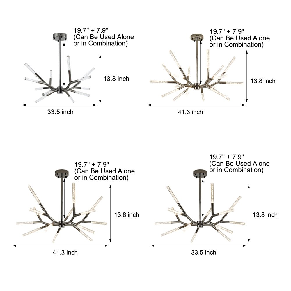 FENWICK ACRYLIC BRANCH CHANDELIER, MODERN LINEAR DESIGN