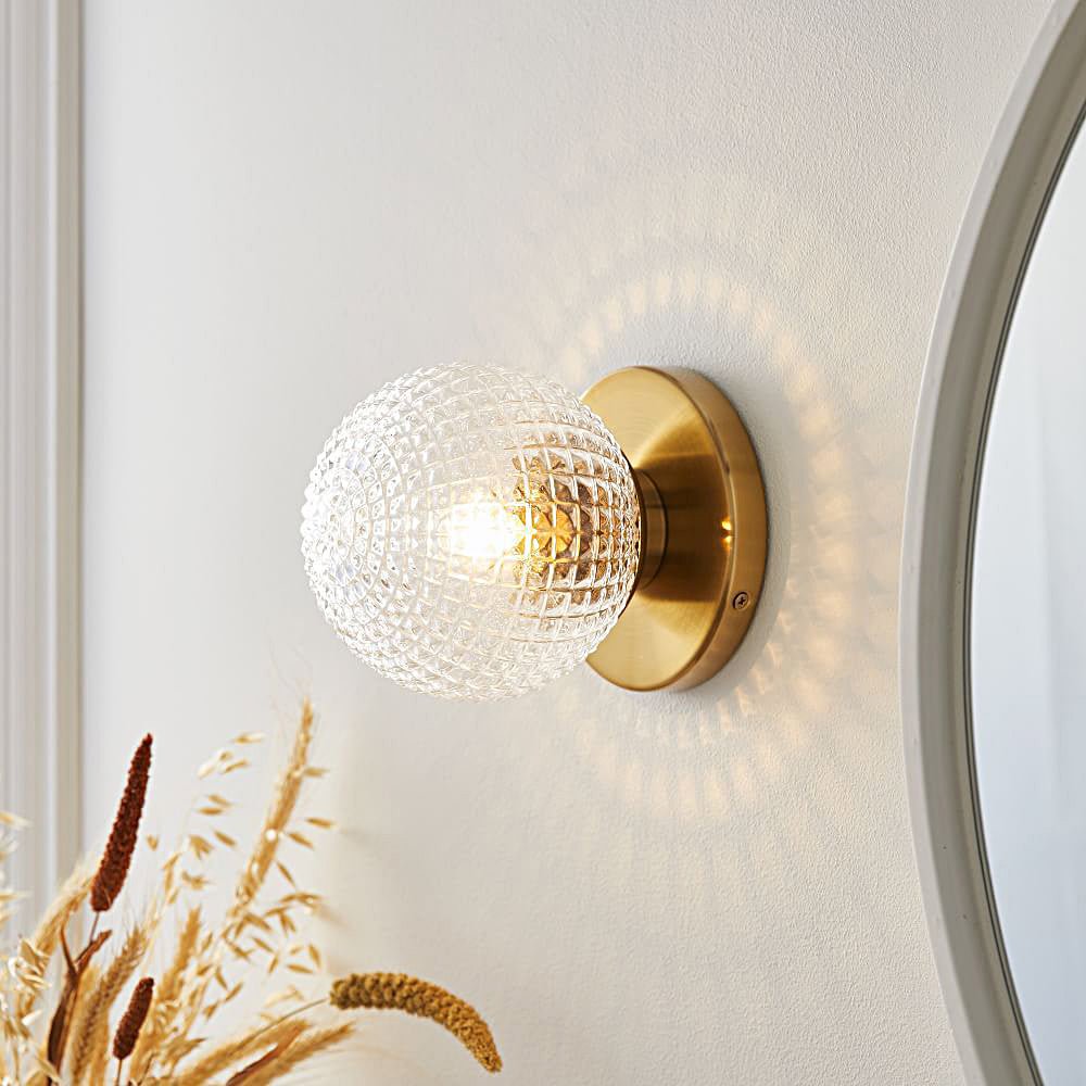 WINTHROP GLASS ORB DIMMABLE WALL LANTERN