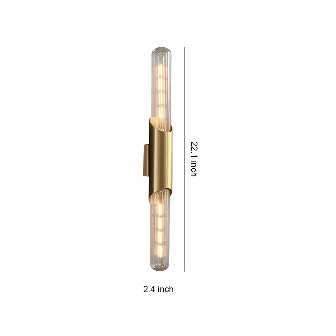WINTHROP BRASS CYLINDRICAL WALL SCONCE WITH GLASS ELEMENTS