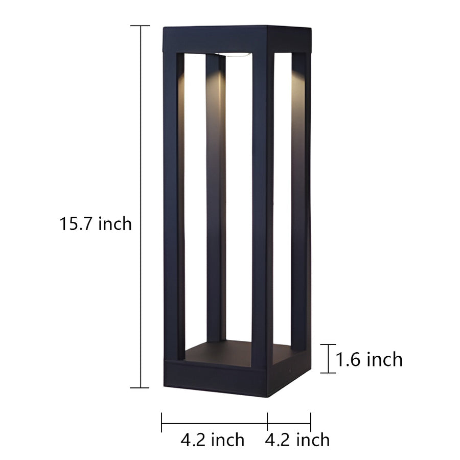 WINDSOR BLACK ALUMINUM 7W LANDSCAPE BOLLARD LIGHTS WITH FOUR-BEAM ILLUMINATION