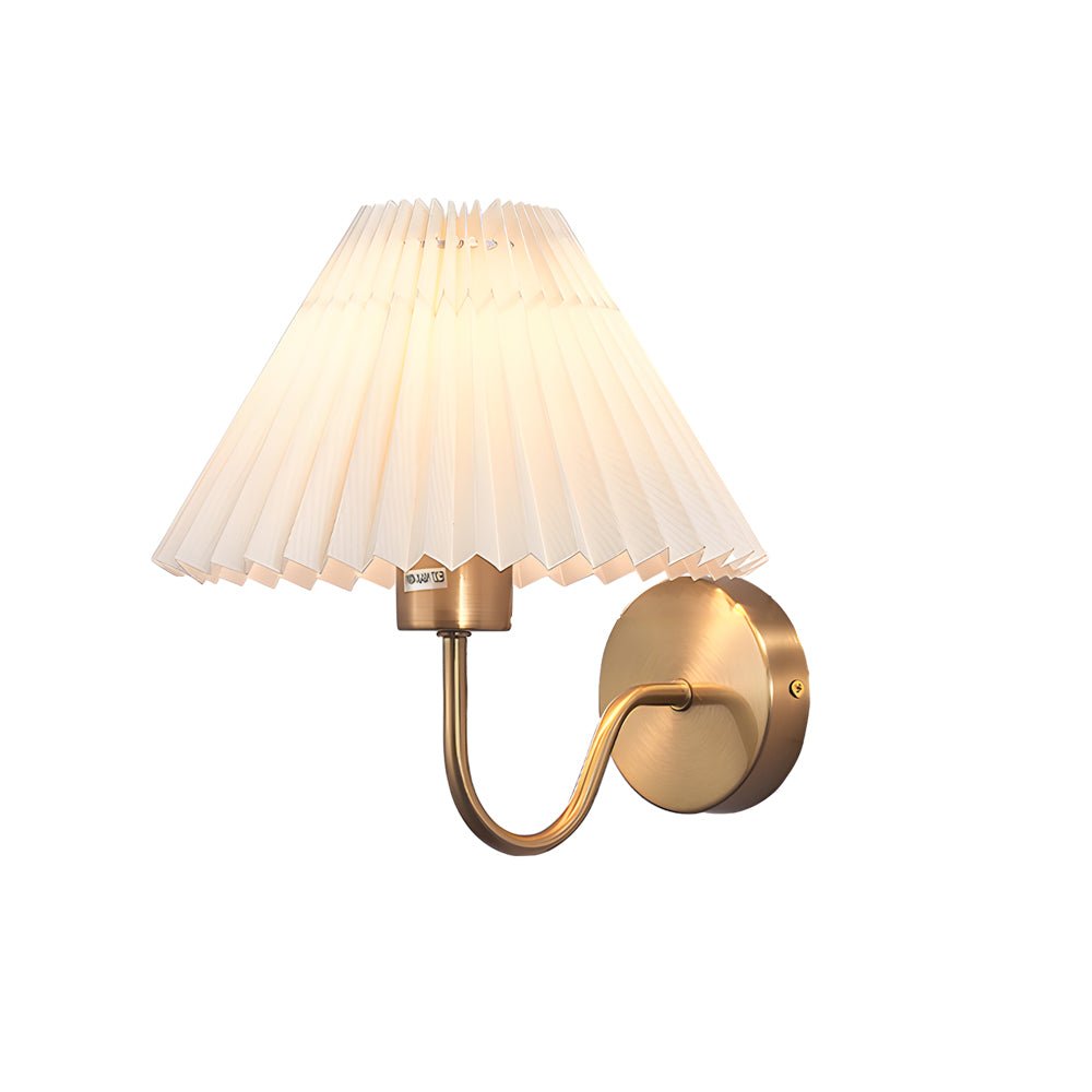 FENWICK LUSTROUS METAL WALL LAMP WITH RUFFLED TEXTILE SHADE
