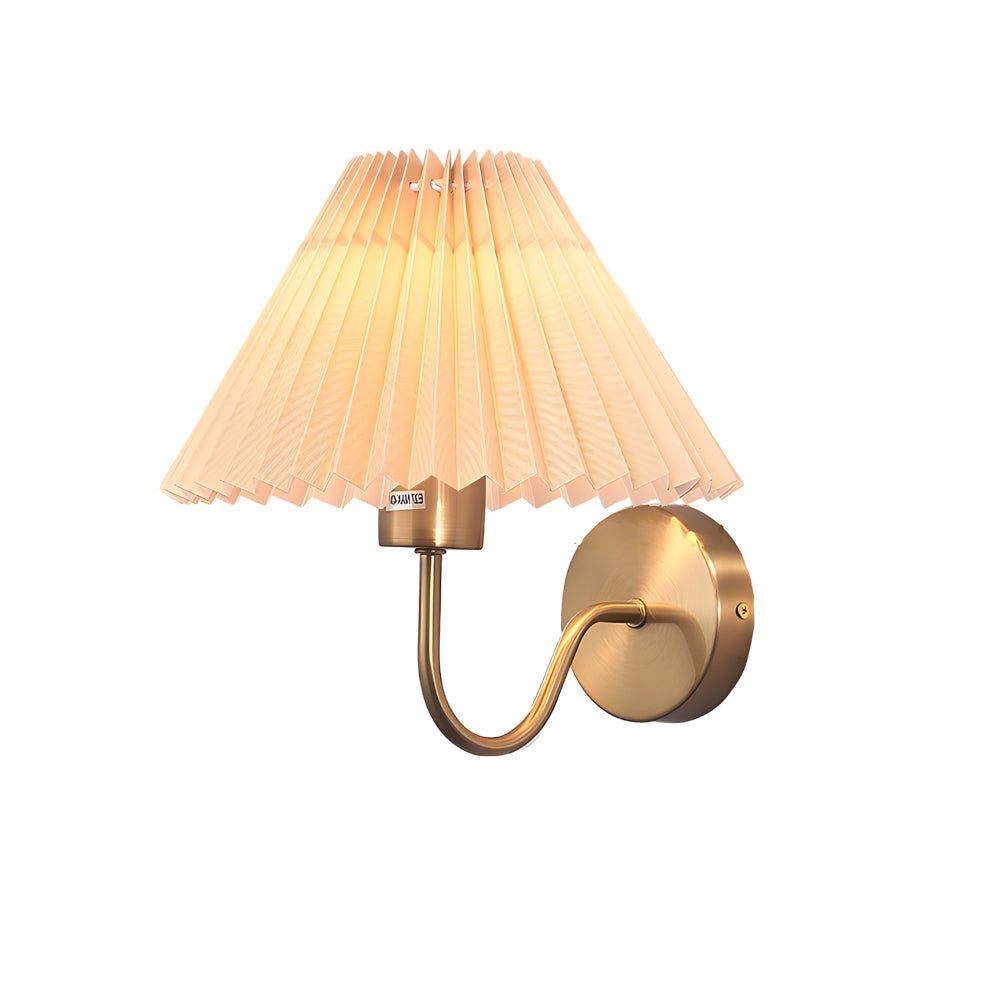 FENWICK LUSTROUS METAL WALL LAMP WITH RUFFLED TEXTILE SHADE